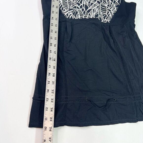 Lululemon Tank Top Women's 8 Black White Hustle And Bustle Athletic Cinch Hem - Picture 4 of 10